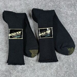 NWT VTG Gold Toe Socks Men's 10.5-14 Black Orlon Acrylic Shaggies Dress-2 Pairs